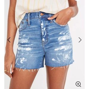 Madewell high-rise shorts paint-splattered edition